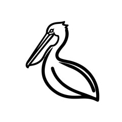 Elegant Pelican Line Art Logo, Single Thick Stroke