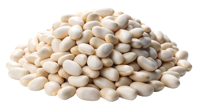 A pile of white beans isolated on transparent background