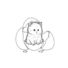 Cute Kitten Hatching from Egg.