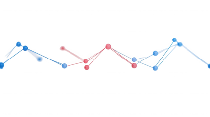 Abstract network diagram with blue and pink nodes connected by lines on  view on transparent background