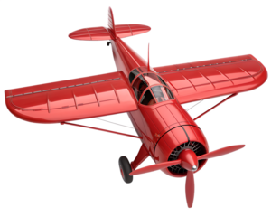 Bright Red Single Engine Propeller Plane Toy or Model