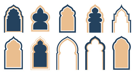 islamic and moroccan arch designs including detailed arch shapes, geometric and floral motifs, suitable for cultural illustration, architectural decoration, ornamental backgrounds, and traditional 