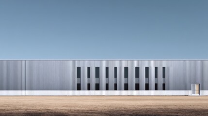 Modern Architecture's Calm: An expansive, minimalist structure, its clean lines and geometric precision set against the vast blue sky. Evoking a sense of tranquility.