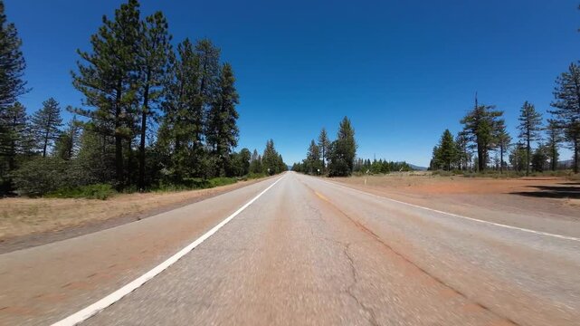 Mt Shasta to Lassen Highway 89 Southbound 03 Rear View Driving Plates California USA Ultra Wide
