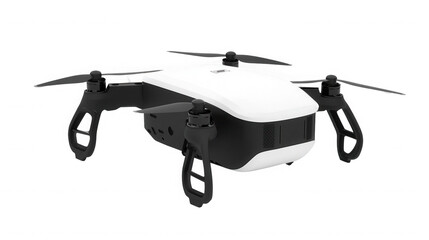 Isolated drone with white top and black frame showcasing aerial technology on  on transparent background