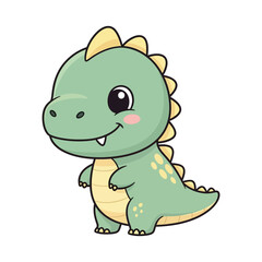 Adorable Baby Dinosaur Cartoon Character with Big Eyes and Spikes.