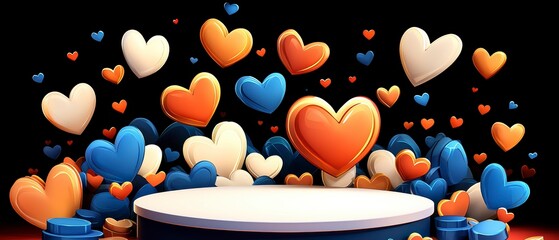 Celebratory hearts burst digital canvas graphic design colorful background creative perspective love and joy theme