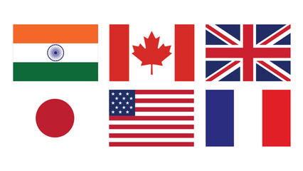 Collection of national flags from various countries