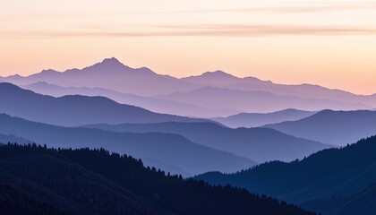Fototapeta premium Serene Mountain Dawn Pastel Watercolor Style