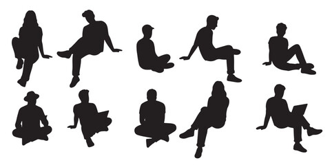  architectural people in sitting poses hand drawn in minimal