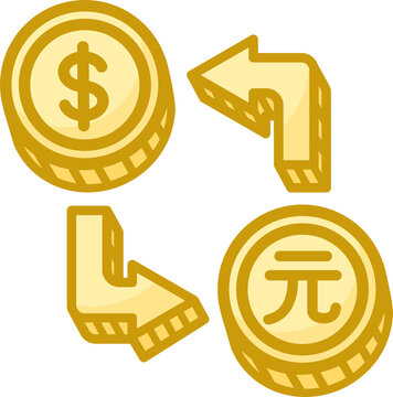 USD Yuan Dollar RMB TWD Currency Exchange Icon
