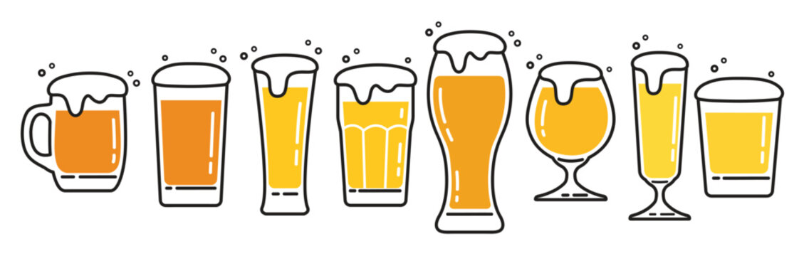 beer glassware icon set vector 