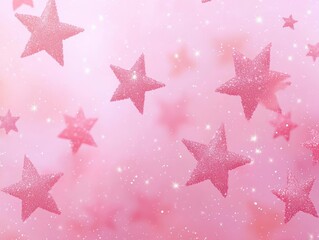 pink background with sparkling glitter stars of various sizes creating a magical and dreamy atmosphere