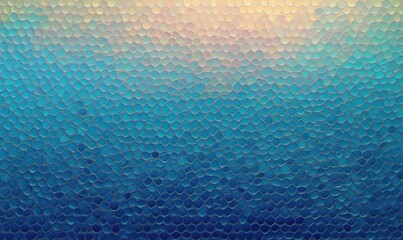 Close-up of a mosaic tile pattern with gradient colors transitioning from dark blue at the bottom to light beige at the top, creating a textured, calming effect