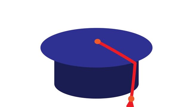 graduation animation. graduation cap toga animated. describes education, learning. flat design style