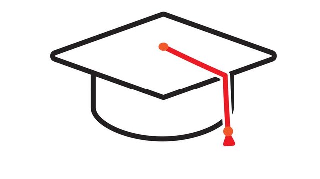 graduation animation. graduation cap toga animated. describes education, learning outcomes, undergraduate. outline design style