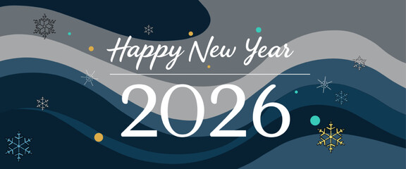 happy new year 2026 greeting card with abstract winter background