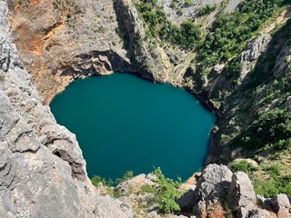 Monument of nature Red Lake in the Imotski region (Imotski, Croatia) - Spomenik prirode Crveno jezero - kr&scaron;ka jama ispunjena vodom u Imotskoj krajini, Imotski (UNESCO GeoPark), Hrvatska
