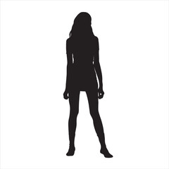 the woman stands and poses