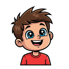 Obraz premium Cartoon Boy with Sparkling Eyes and a Cheerful Smile.