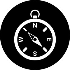 Classic Pocket Compass Icon with Loop: Vector Symbol for Adventure, Hiking, and Outdoor Navigation
