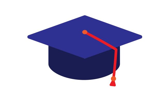 graduation animation. graduation cap toga animated. describes education, learning outcomes, undergraduate. flat design style