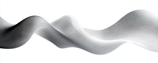 Smooth flowing abstract wave with fine textured grid on a white background conveying motion and fluidity