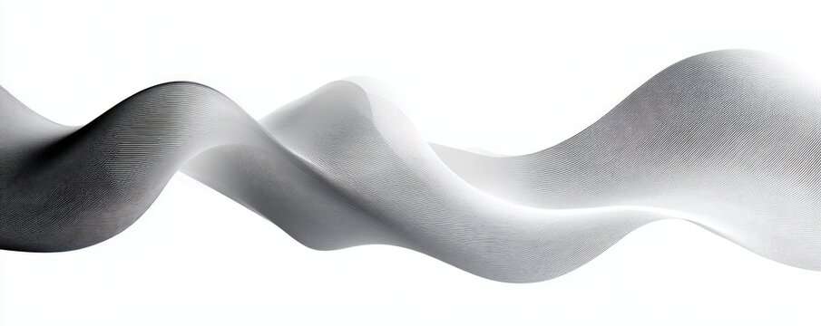 Smooth flowing abstract wave with fine textured grid on a white background conveying motion and fluidity - Powered by Adobe
