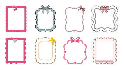 bow coquette frame border clipart set