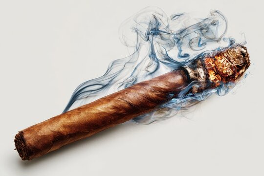 a cigar burning on a white background, hyper-realistic photography. --ar 3:2 --v 7 Job ID: 8b7716ce-d088-4a31-addb-c7e57599c5d5