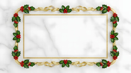 Vintage Christmas photo frame border design for holiday greeting card invitation album page illustration