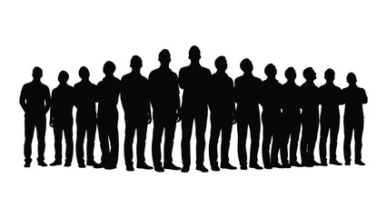 Group of men silhouettes isolated on white background, Vector