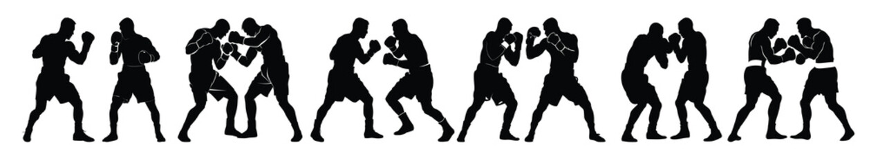 boxer connecting a knockout punch silhouette bundle 