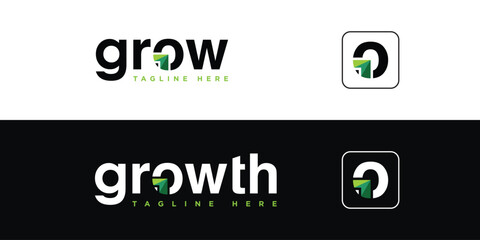 growth logo vector design wordmark. Abstract arrow shapes logo design illustration
