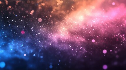 Abstract galaxy background with glowing stars and colorful cosmic dust clouds