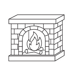 line art of brick fireplace vector
