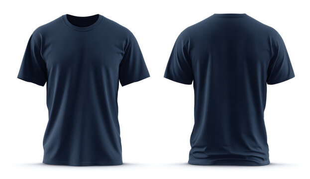 Navy blue t-shirt preview design design layout with front and back view for apparel design or branding