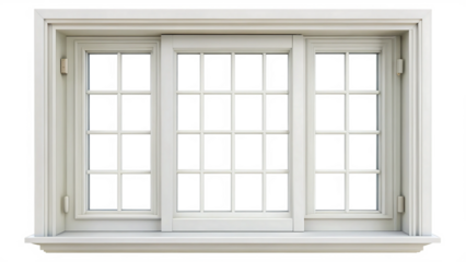 Classic white window frame isolated on transparent background