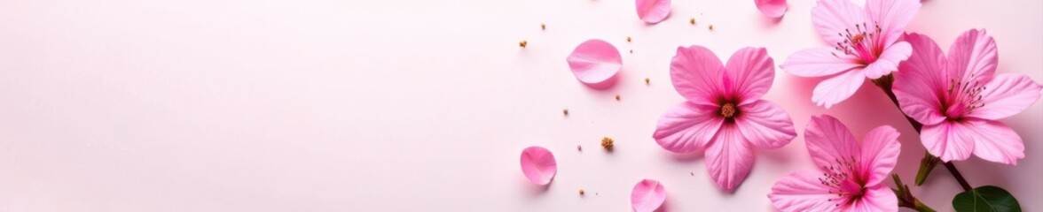 Fototapeta premium Vibrant pink flower composition, overhead shot, pure white backdrop , vibrant, stock photo, beautiful