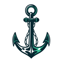 Vintage Anchor Vector Illustration with Chain