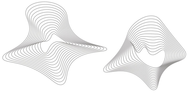 Set of abstract liquid, irregular, blob lines, dynamic forms,  shapes on white background. design, contemporary, blend,