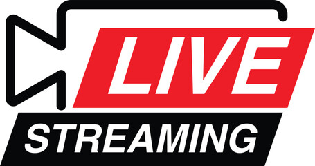 Live streaming icon with camera and text