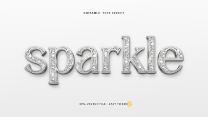 Shiny Silver Diamond 3D Editable Text Effect