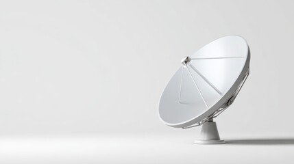 Satellite Dish Communication Hub: An immaculate, gleaming satellite dish stands alone, symbolizing the world's interconnectedness and the advancement of information technology. 