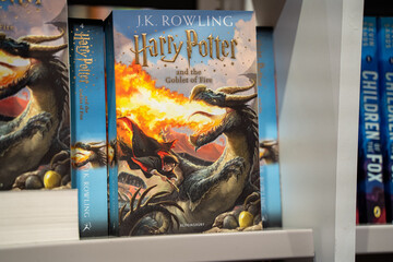 Obraz premium Close up of Harry Potter and the Goblet of Fire book cover. Toronto, Canada - December 3, 2025.