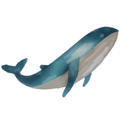 Watercolor Blue Whale Illustration