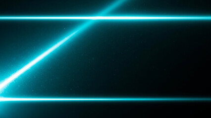 Fototapeta premium Stunning vibrant cyan lens flare streaks creating dynamic futuristic border design on dark background