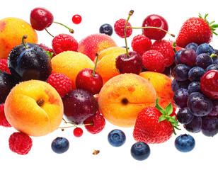 A vibrant, close-up composition showcasing a bountiful assortment of diverse, fresh summer fruits
