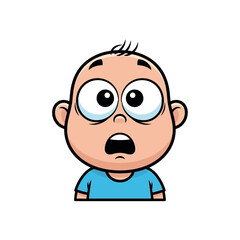 Cartoon Baby with Wide Eyes and Open Mouth Expressing Surprise.
