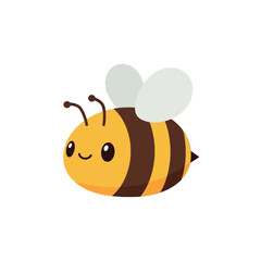 Adorable Cartoon Bee with Big Eyes and Striped Body.